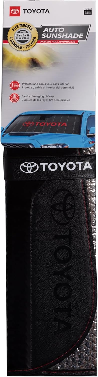 Plasticolor 002825R01 Toyota 4 Runner Tacoma Red Logo Front Windshield Accordion Sunshade - 55 x 23 inch