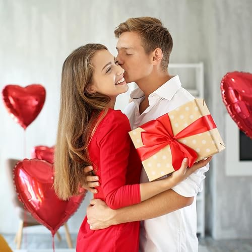 Miniatura 5 de Globos de San Valentín de papel de aluminio con forma de corazón de amor, 18105 pulgadas, 54 formas de corazón rojo Mylar para decoraciones