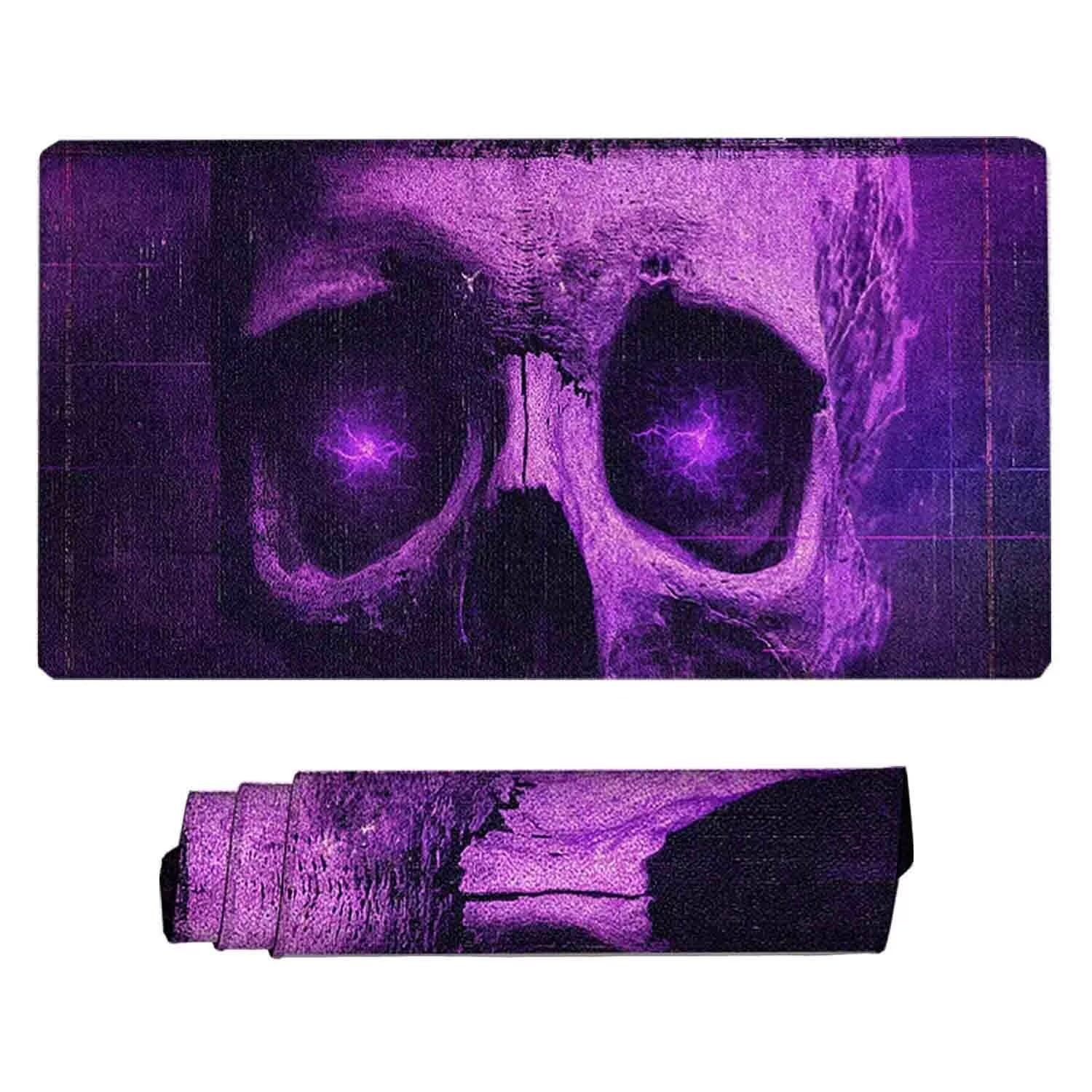 Fioletowa czaszka podkładka pod mysz XXL 1200 x 600 mm podkładka pod mysz z przeszytymi krawędziami i antypoślizgową gumową podstawą podkładka pod mysz XXL do komputera, laptopa, akcesoria biurowe