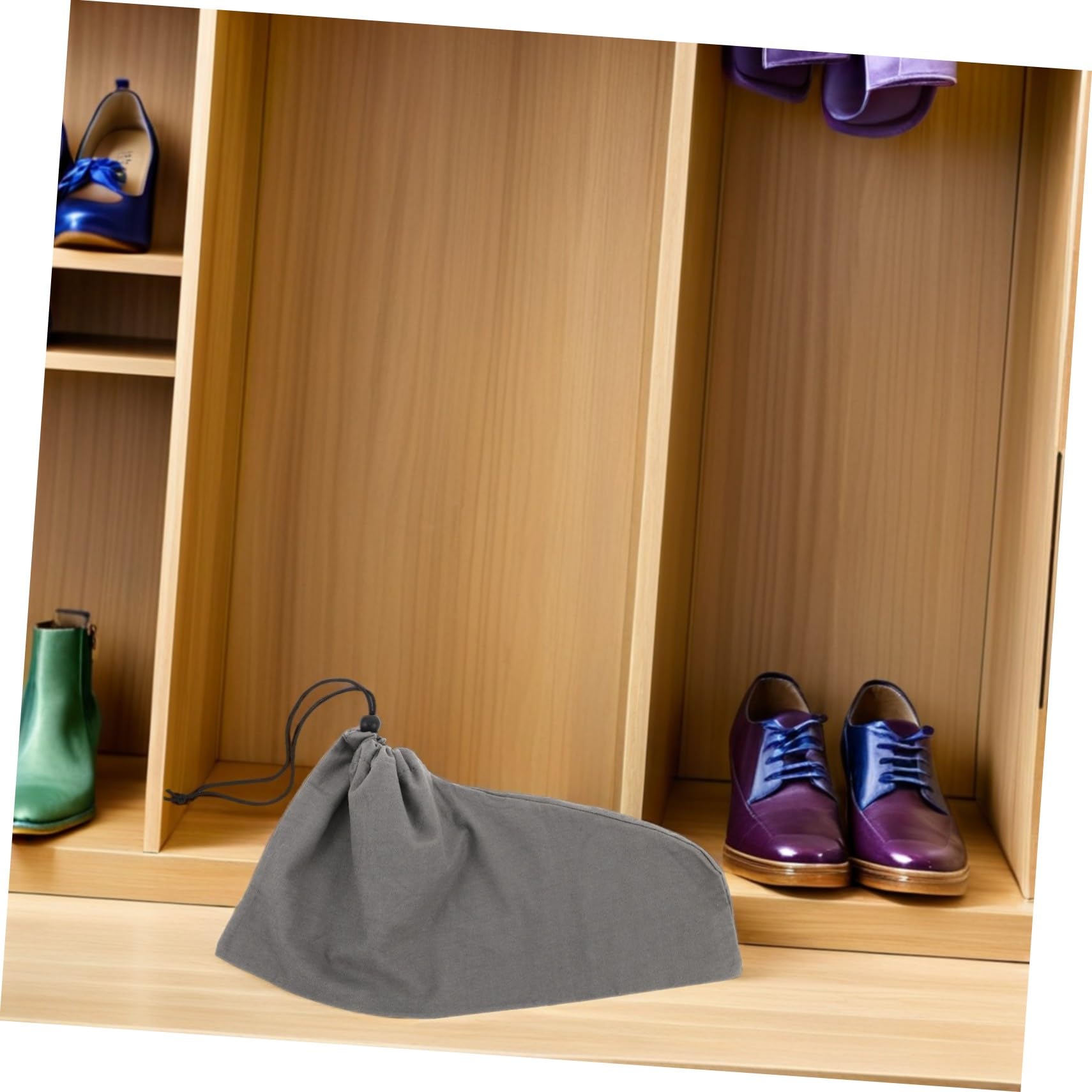 6 Pezzi borsa per scarpe con coulisse custodia per scarpe da viaggio Borsa di stoccaggio da viaggio in cotone Dark Grey