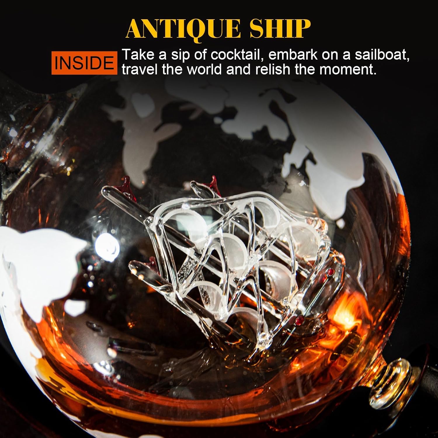 Whiskey Decanter Set with 2 Glasses - Ideal Christmas Gift for Men, Dad, Husband, Brother Anniversary Birthday Gifts for Him Liquor Scotch Bourbon Vodka