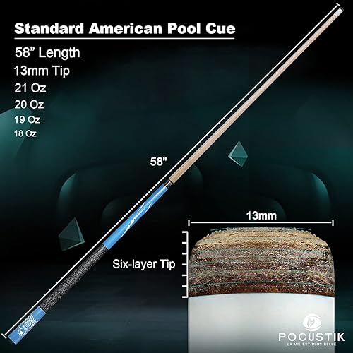 Miniatura 8 de Taco de billar de 58 pulgadas de 18192021 onzas, palos de billar de arce de 12 con punta de 0.512 in, tacos de piscina para bar de casa, envoltura