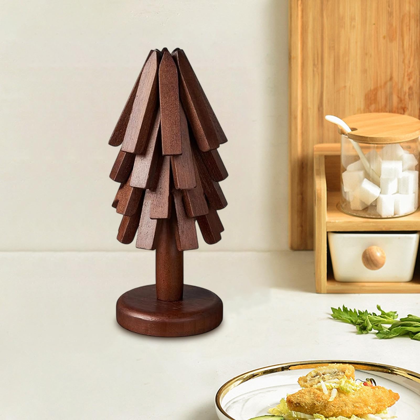 Sottobicchieri Sottobicchiere a Forma di Albero in Legno Pieghevole a 4