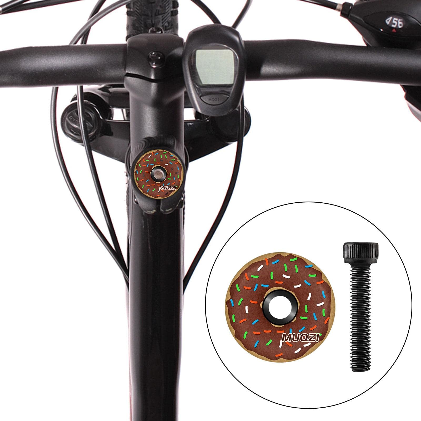 Bicycle Headset Stem Top Cap and Bolt Front Fork Stem Top Cap Sturdy Components Part Cover Metal Stylish Bike Headset Top Cap for Bicycling, Brown