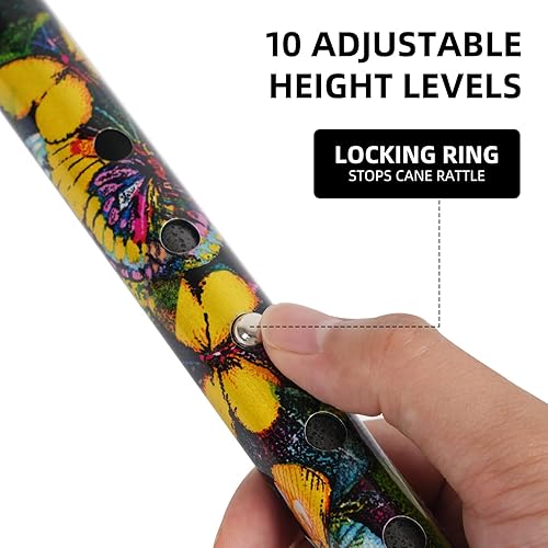 Miniatura 5 de Bastón de caminar para mujeres y hombres, bastón plegable con 4 puntas base para mayor estabilidad y equilibrio, bastón de aluminio ajustable para