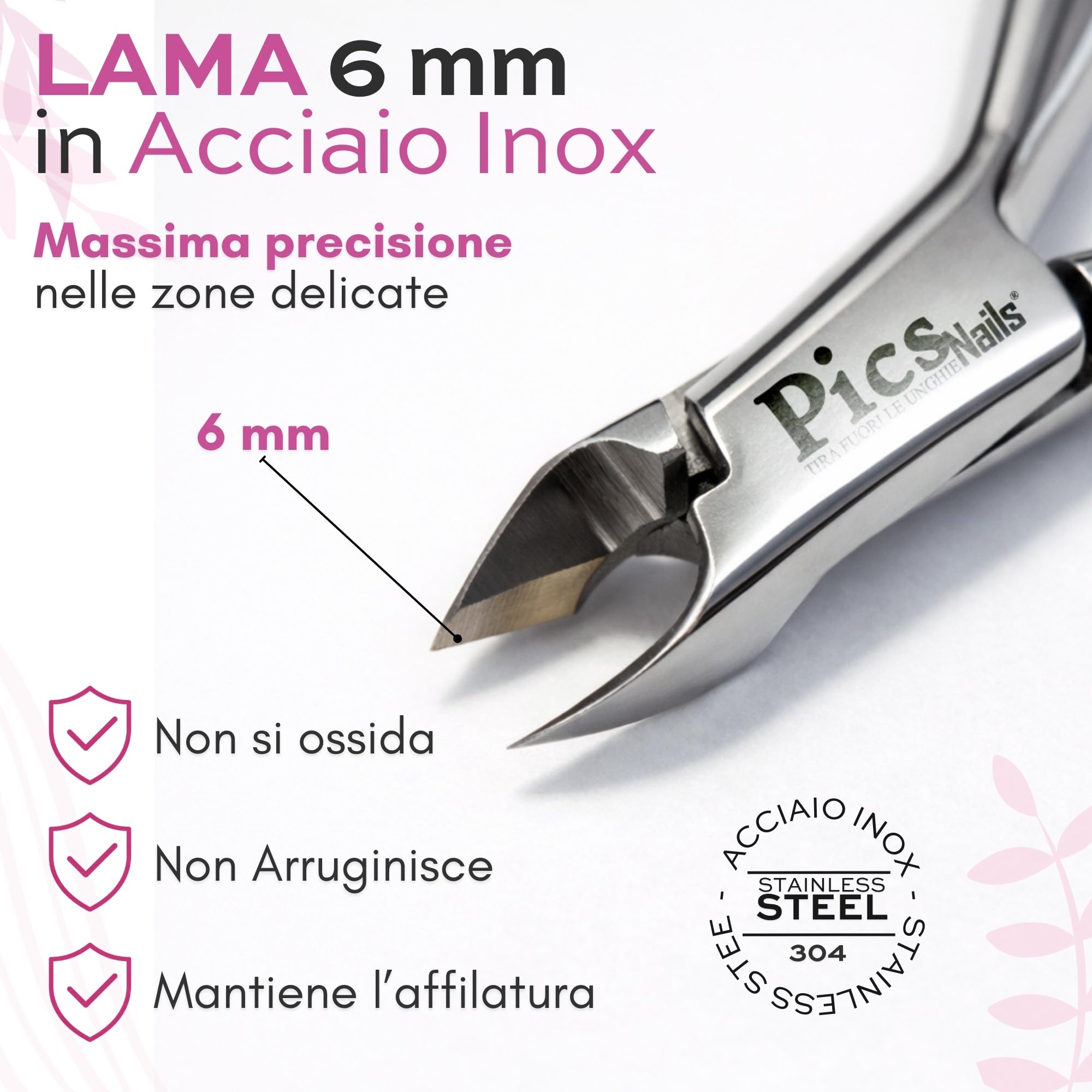 Tronchesino Cuticole Professionale 6mm in Acciaio Inox – Taglia Cuticole Unghie Mani e Piedi, Tronchesina per Cuticole Precisa, Rimuovi Cuticole e Pellicine per Manicure e Pedicure