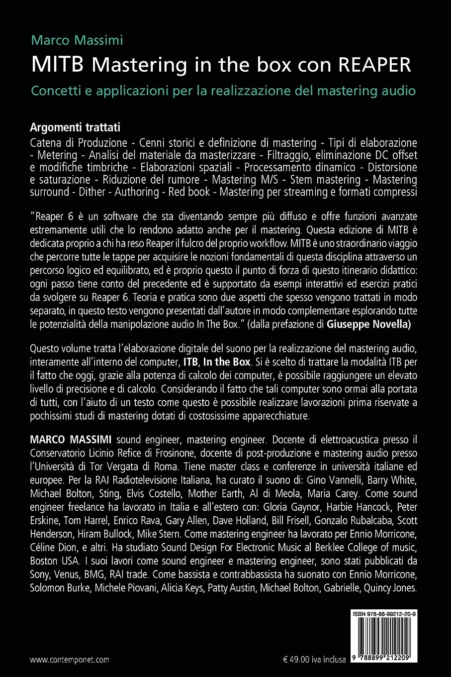 MITB Mastering in the box con Reaper. Concetti e applicazioni per la realizzazione del mastering audio