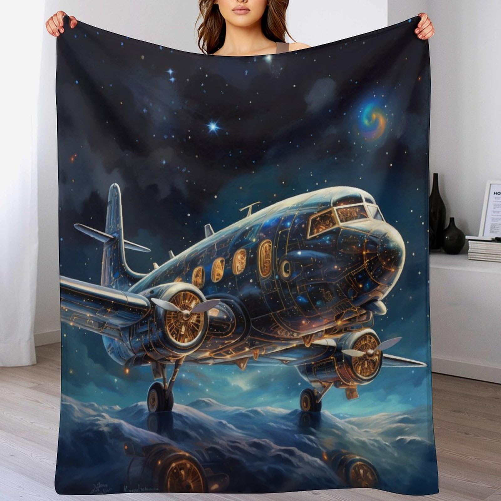 Couverture avion pour canapé et lit plaid flannel doux pour soirée cocooning