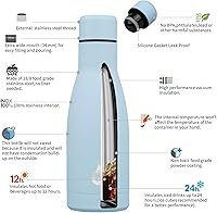 Vista 3 de BJPKPK Insulated Water Bottle 12oz Small Stainless Steel Water Bottles Reusable Metal Thermal Keep Cold and Hot,Sky Blue