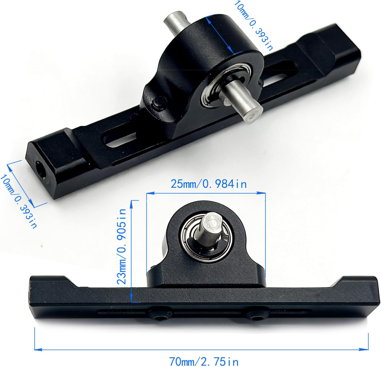 70mm Adjustable Carrier Bearing Mount, CNC Aluminum Bearing Support for 1/10 RC Crawler Chassis (Black)