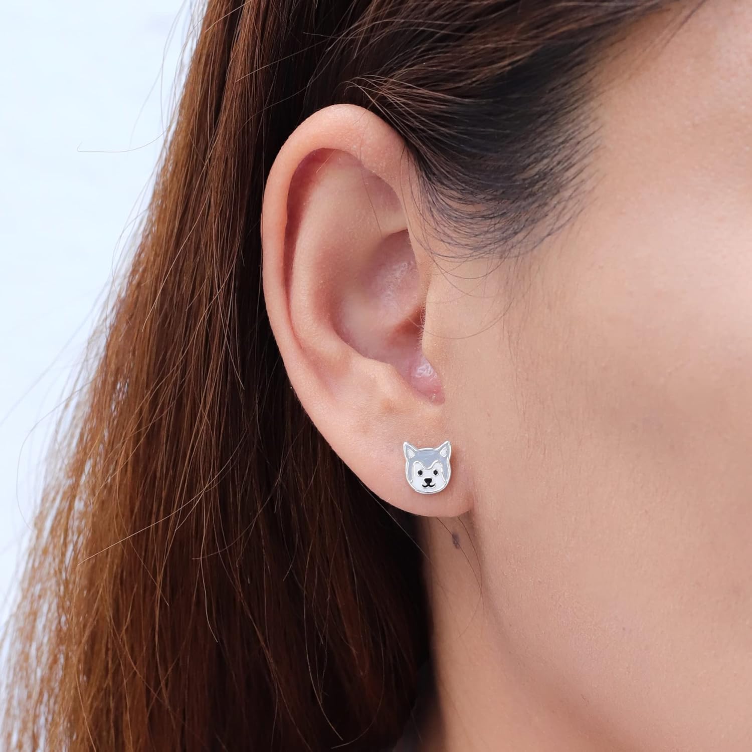 Boma Jewelry Sterling Silver Husky Dog Stud Earrings