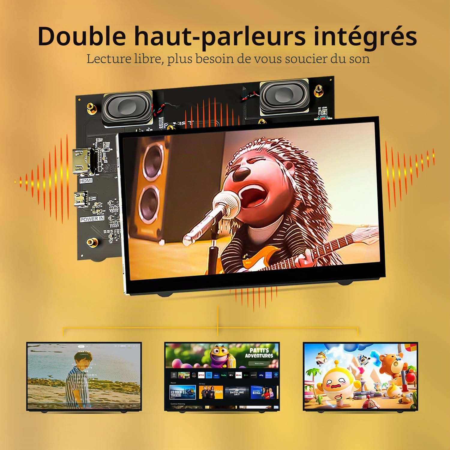 HAMTYSAN 7'' Mini Ecran PC, 800x480 HDMI Raspberry Pi Ecran avec Double Haut-Parleur, écran LCD pour Raspberry Pi 4/3/2/Zero/B/B+ Win11/10/8/7 (Non-Touch)
