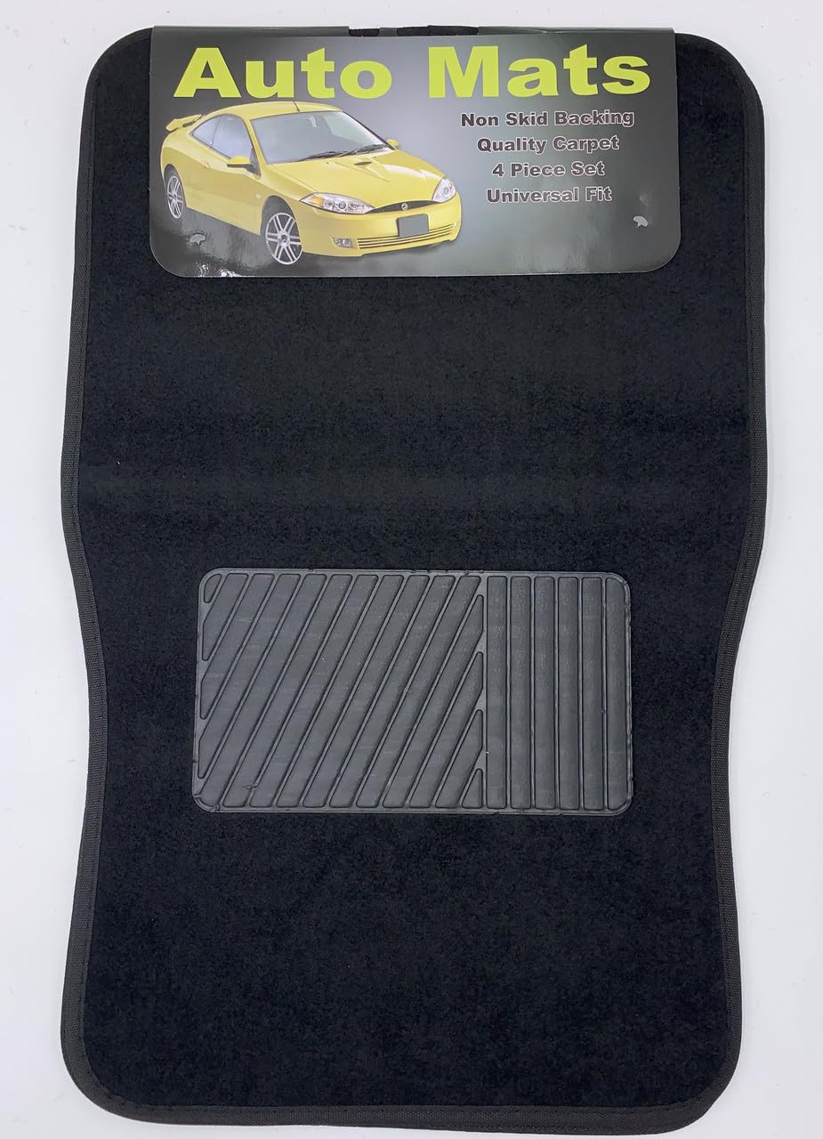Deluxe Universal Carpet Auto Floor Mats 4 Piece Black