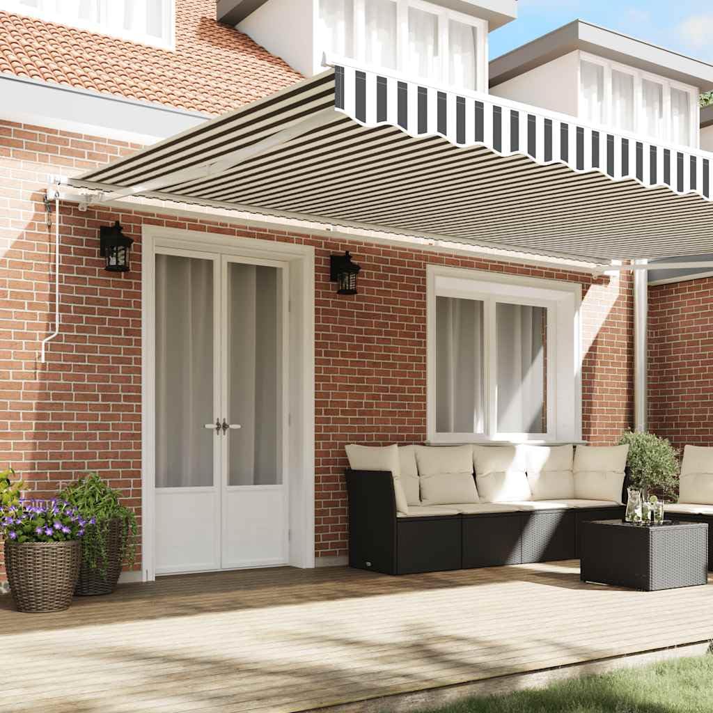 ACAGALA Elektrische Markise 500x300 cm, Gelenkarmmarkise mit Handkurbel und Fernbedienung, Motorisierte Sonnenmarkise Sonnenschutz für Terrasse Balkon Garten, Anthrazit und Weiß Garten