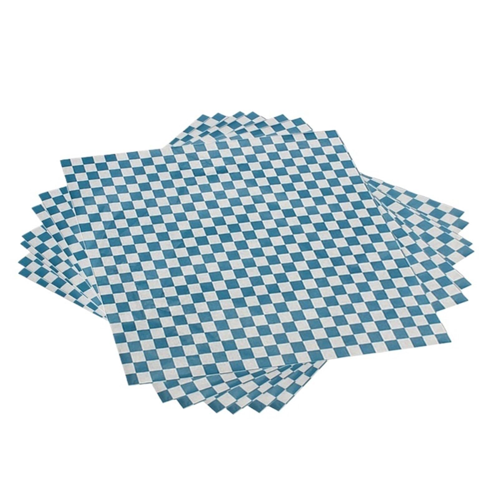 Papel de horno Papel encerado for alimentos, papel for envolver fiambres secos, hojas de embalaje for comida rápida, papas fritas, perritos calientes y hamburguesas(250pcs Blue)