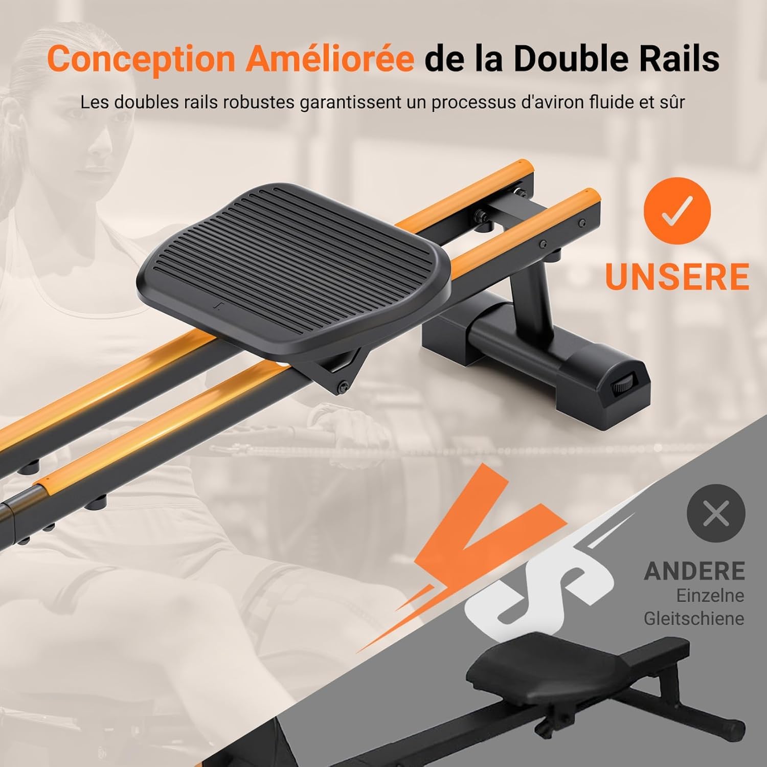 Rameur Magnétique Dripex, Rameur d'intérieur avec 16 Niv de Résistance Réglables, écran LCD et Support pour Tablette Capacité de Poids 150KG