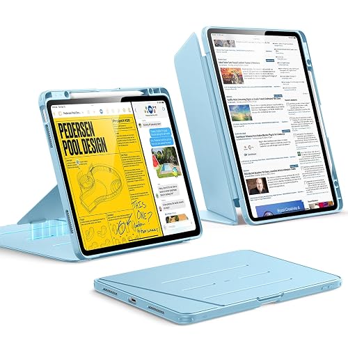 ESR for iPad Air 13 Inch Case M4/M3/M2 (2026/2025/2024), Vertical Stand Cover, Multi Stand Angles, Ultra-Stable Case with Pencil Holder, Flip Series, Sky Blue