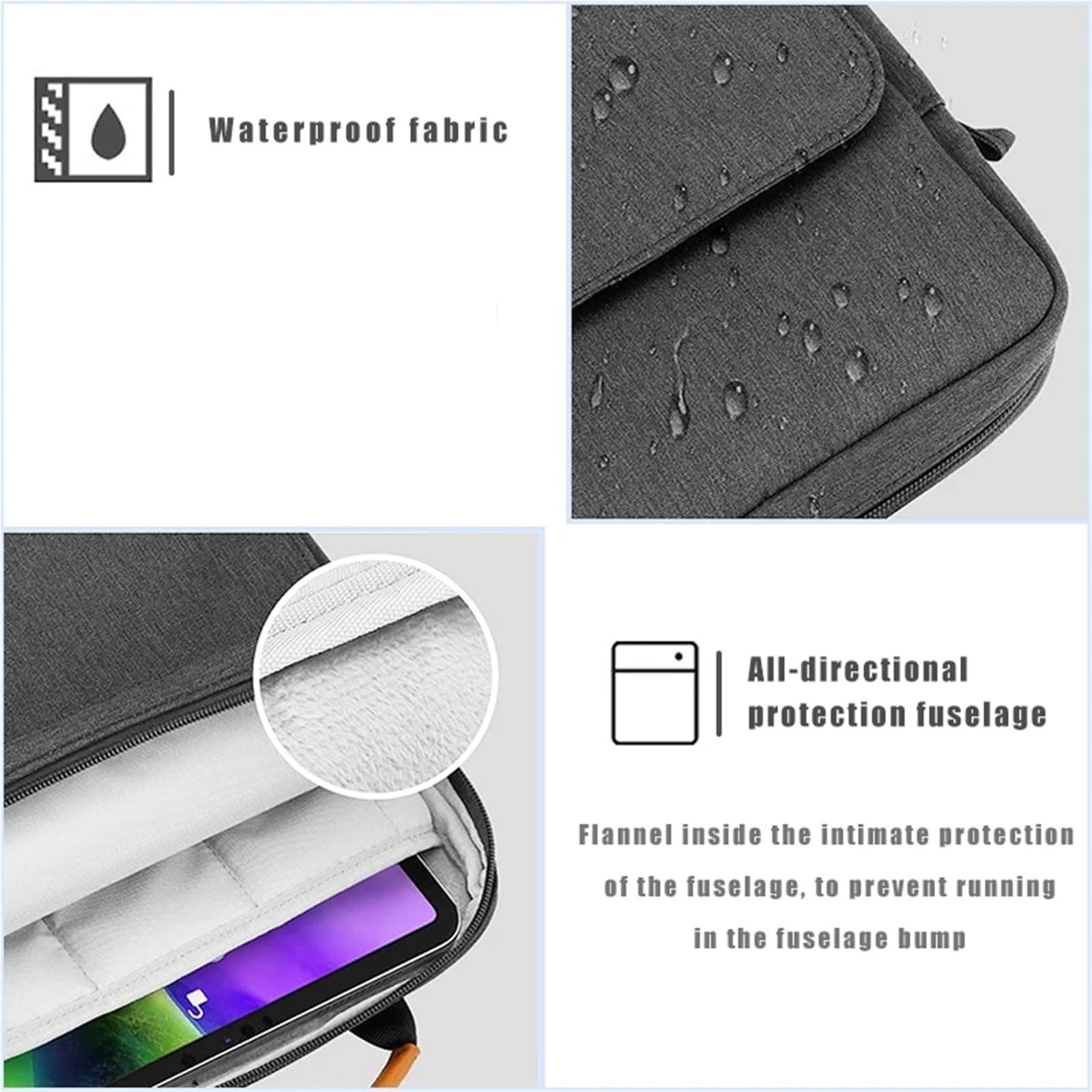 Manicotto per Tablet Borsa a Tracolla for Tablet Borsa a Tracolla Custodia for Tablet Custodia for Tablet Portatile Custodia con Cerniera for Tablet per Tablet(Gray,13.3 inch)