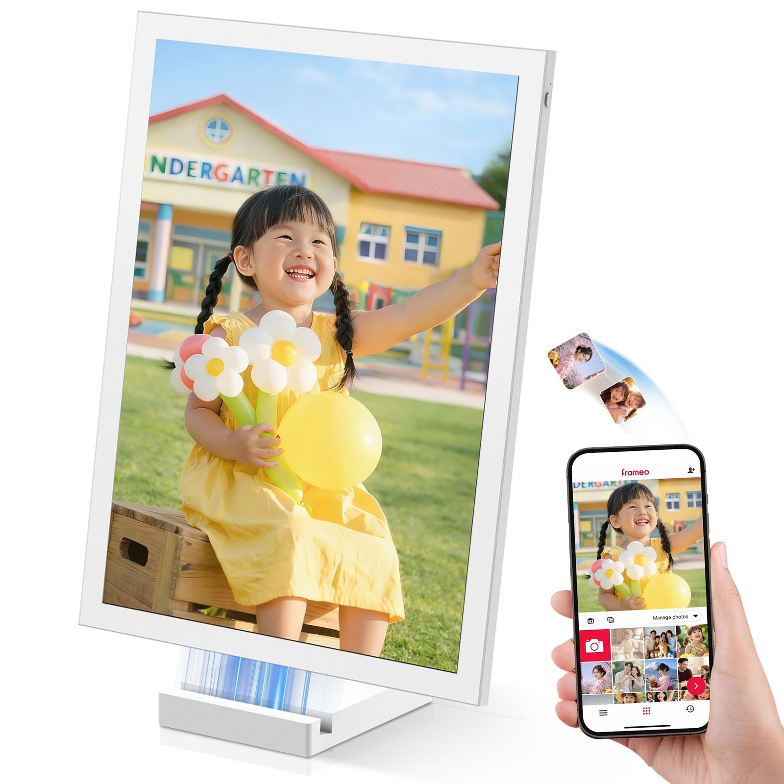 Amazon | FRAMEO デジタルフォトフレーム 磁気ワイヤレス充電 Wi-Fi