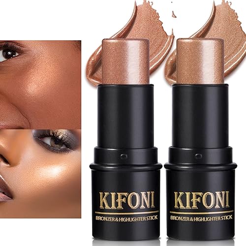 Kit de maquillaje en barra de contorno de crema de 2 piezas, resaltador brillante y bronceador, varita de contorno de barra bronceadora, resistente