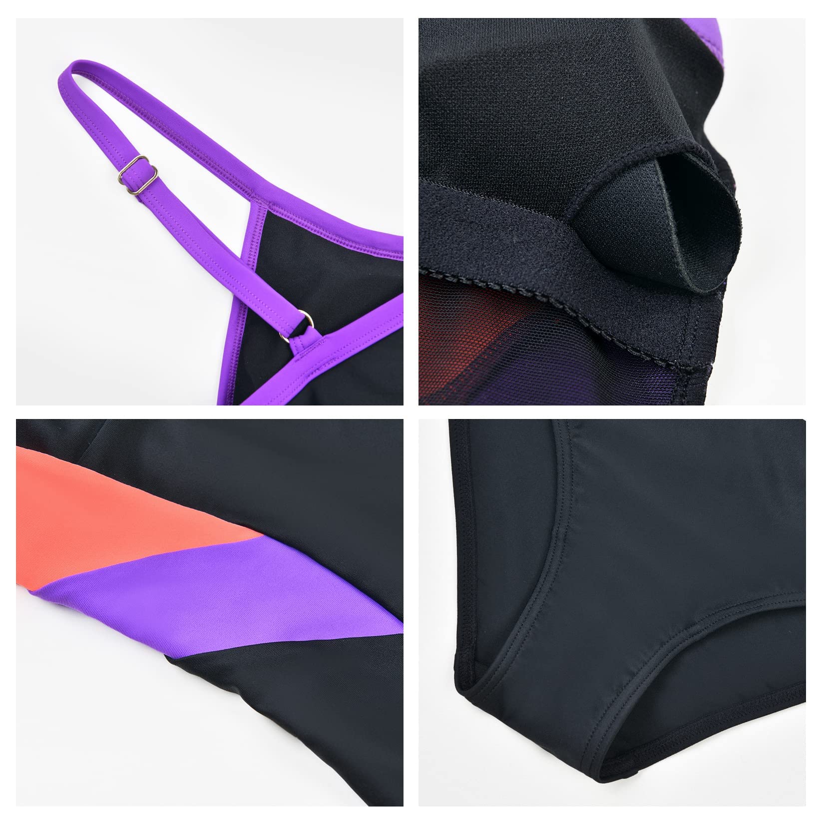Veranobreeze - Traje de baño de una pieza para mujer, bañador deportivo negro, traje de baño discreto