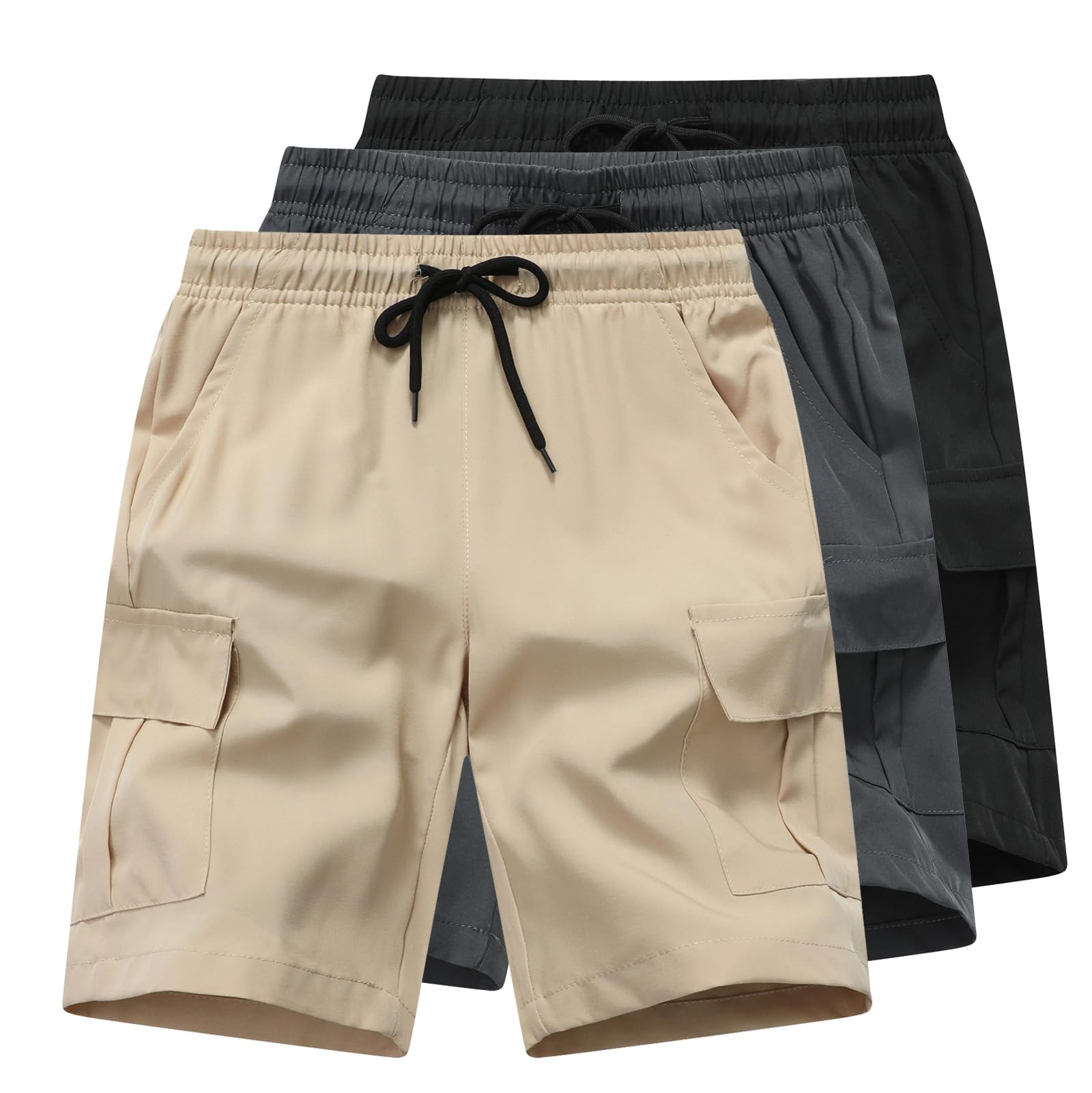 Boys Pull on Cargo Shorts, Outdoor Kids Quick Dry Hiking Shorts - 4