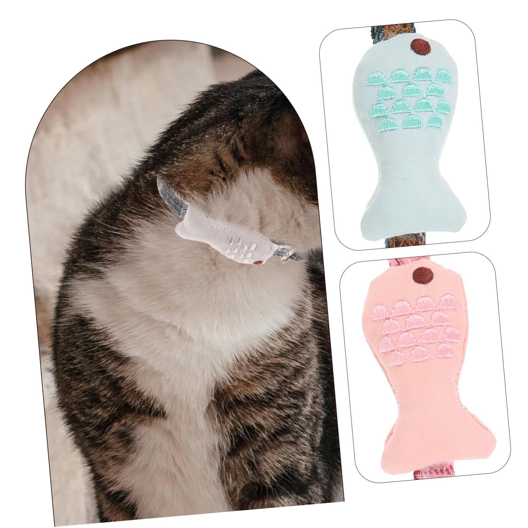 VANZACK 12stücke Teiliges Katzenhalsband-Set Verstellbar Mit Fischform Und Karomuster Für Stilvolle Katzen Mixfarben Leicht Anzulegen Perfektes Accessoire Für Ihr Haustier