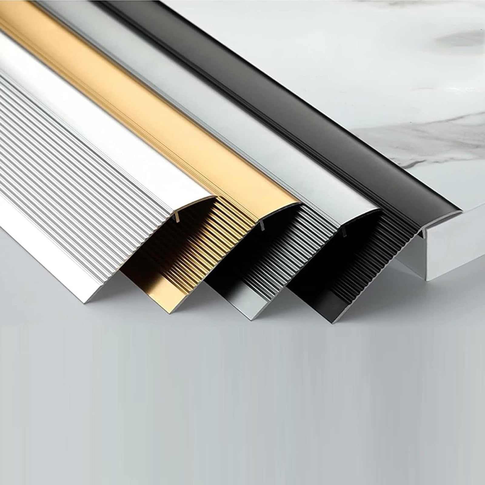 Profilo Di Transizione In Alluminio Extra Largo 10cm, Striscia Di Transizione Per Pavimenti, Riduttore Di Soglia Di Altezza 10mm-40mm, Per Porte, Piastrelle, Pavimenti In Vinile, Assi Laminate(White,3