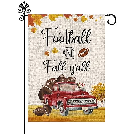 Amazon.com : BLKWHT Football and Fall Y'all Small Garden Flag Vertical ...