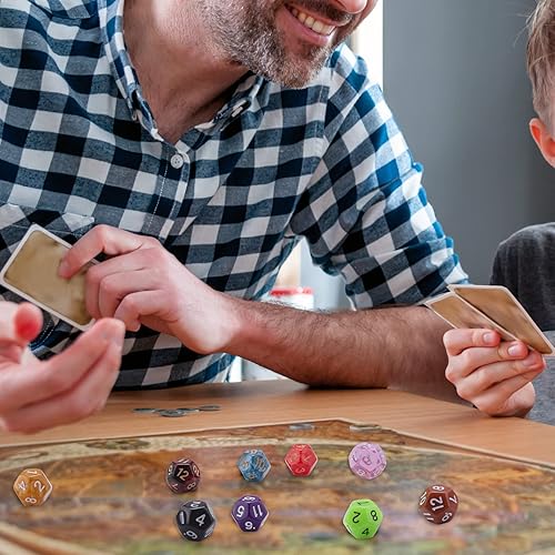 Miniatura 6 de AUSTOR Juego de dados poliédricos de 42 piezas de 12 caras, surtido de dados de colores mixtos con una bolsa de almacenamiento de terciopelo negro