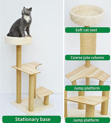 Miniatura 5 de Maedhao Árboles para gatos, árbol para gatos de interior, torre de madera para gatos, poste rascador para gatos, árboles para gatos con torres para