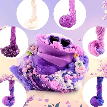 6 Pack Slime Kit, Purple Dream Slime Kids, Cloud Butter & Clear Slime, Party Favors, Toys for Girls Boys Ages 5 6 7 8 9 10 11 12, Goodie Bag Stuffers, Birthday Gift Ideas Cute Stuff