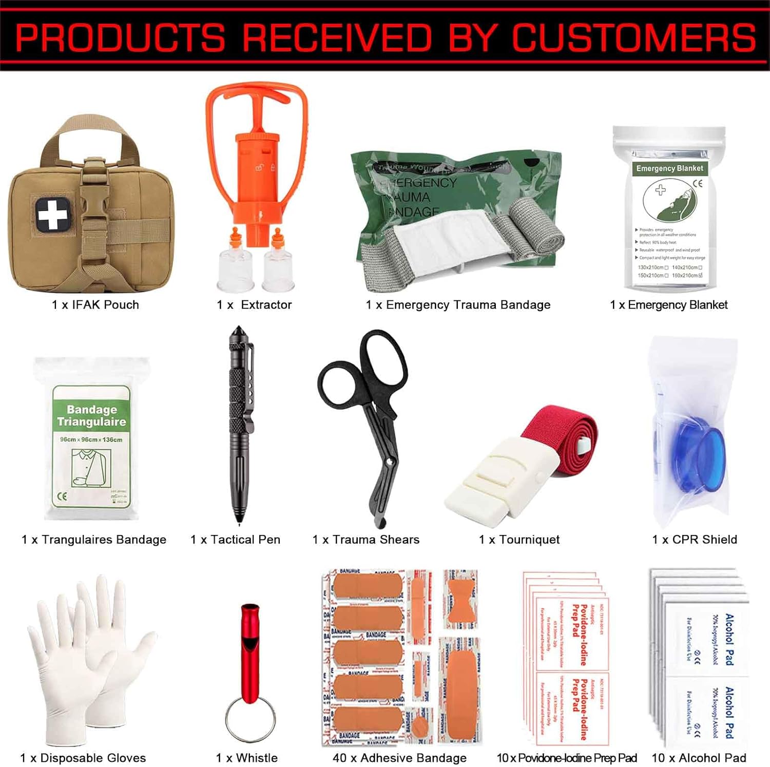 Tactical Ifak Trauma Kit - Emergency First Aid Bleeding Control Kit, Snake Bite & Bee Sting Supplies, Venom Extractor Pump