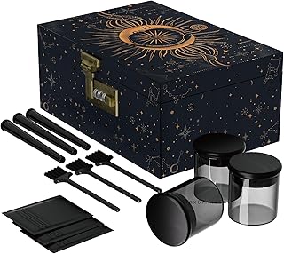 Large Bamboo Box with Combination Lock, Wooden Printed Decorative Storage Box, Stash Storage Lock Box as Great Gift Choice, Lockable Keepsake Box for Storage Trinkets, Coffee Beans, Tea etc(Sun&Moon)