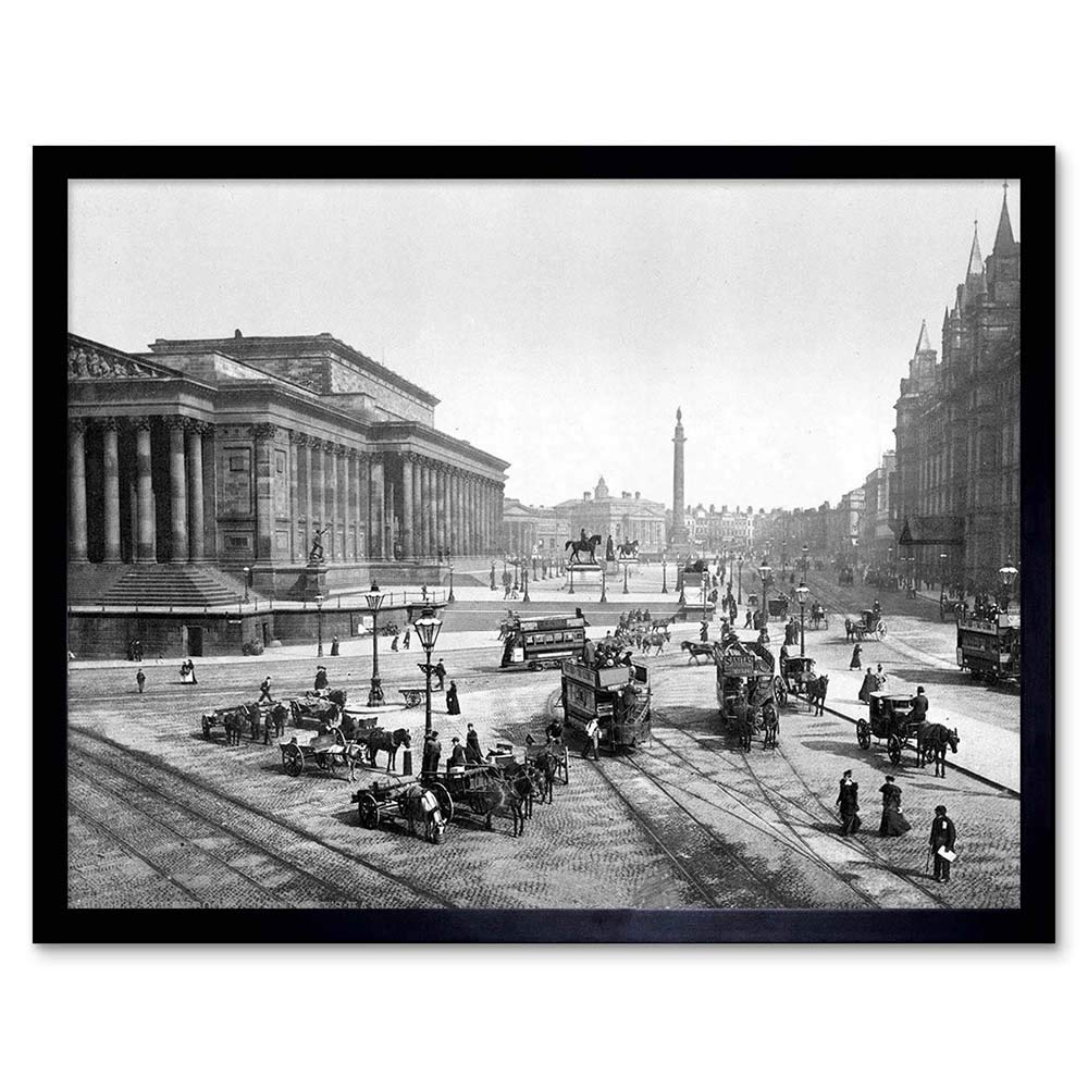 Wee Blue Coo Liverpool St. George's Hall England Old BW Art Print Framed Poster Wall Decor 12X16 Inch