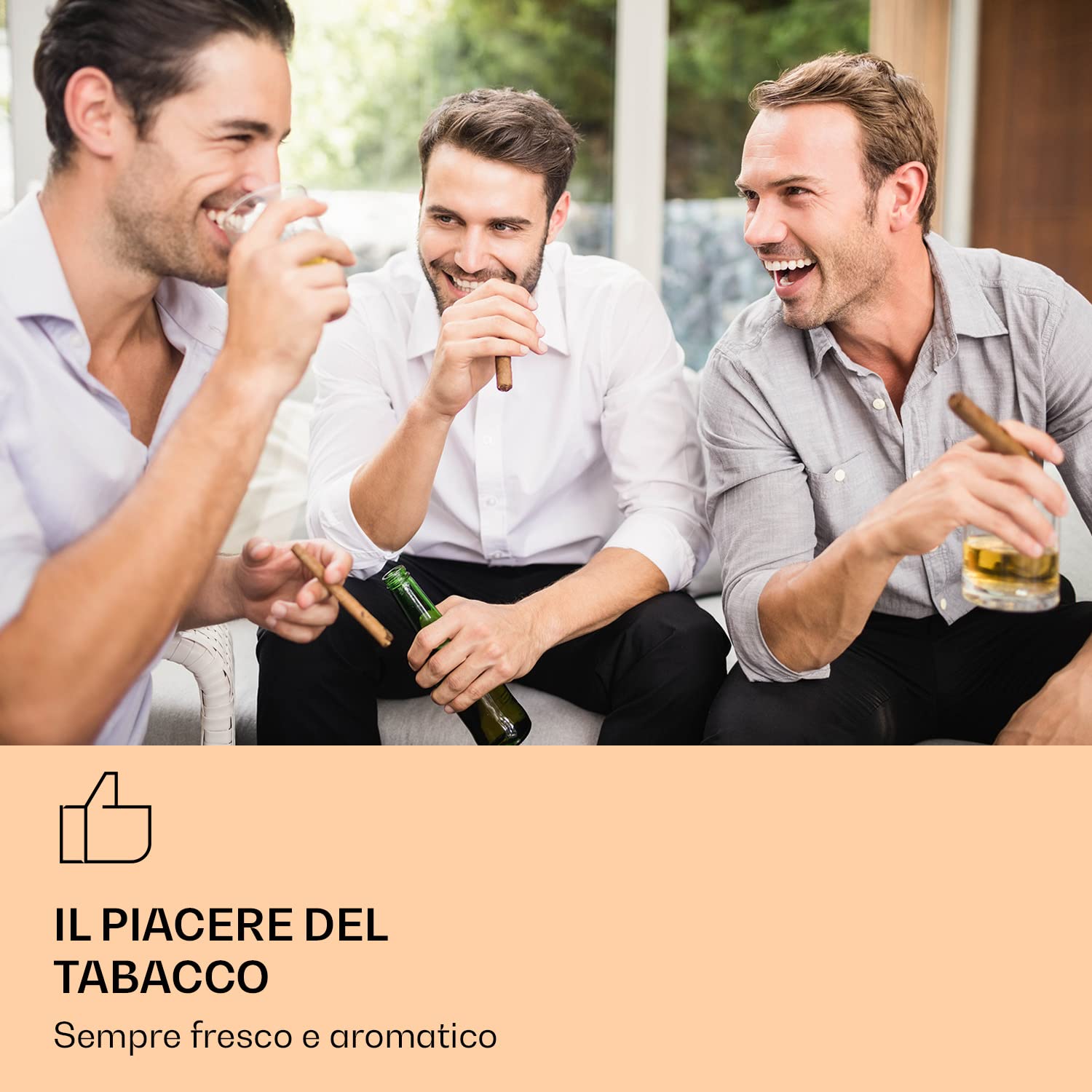 Klarstein El Presidente Umidificatore per Sigari - Armadio Humidor Termoelettrico con Porta in Vetro, Ripiani in Legno di Cedro, Igrometro, Luce LED Interna, 23 Litri, Nero