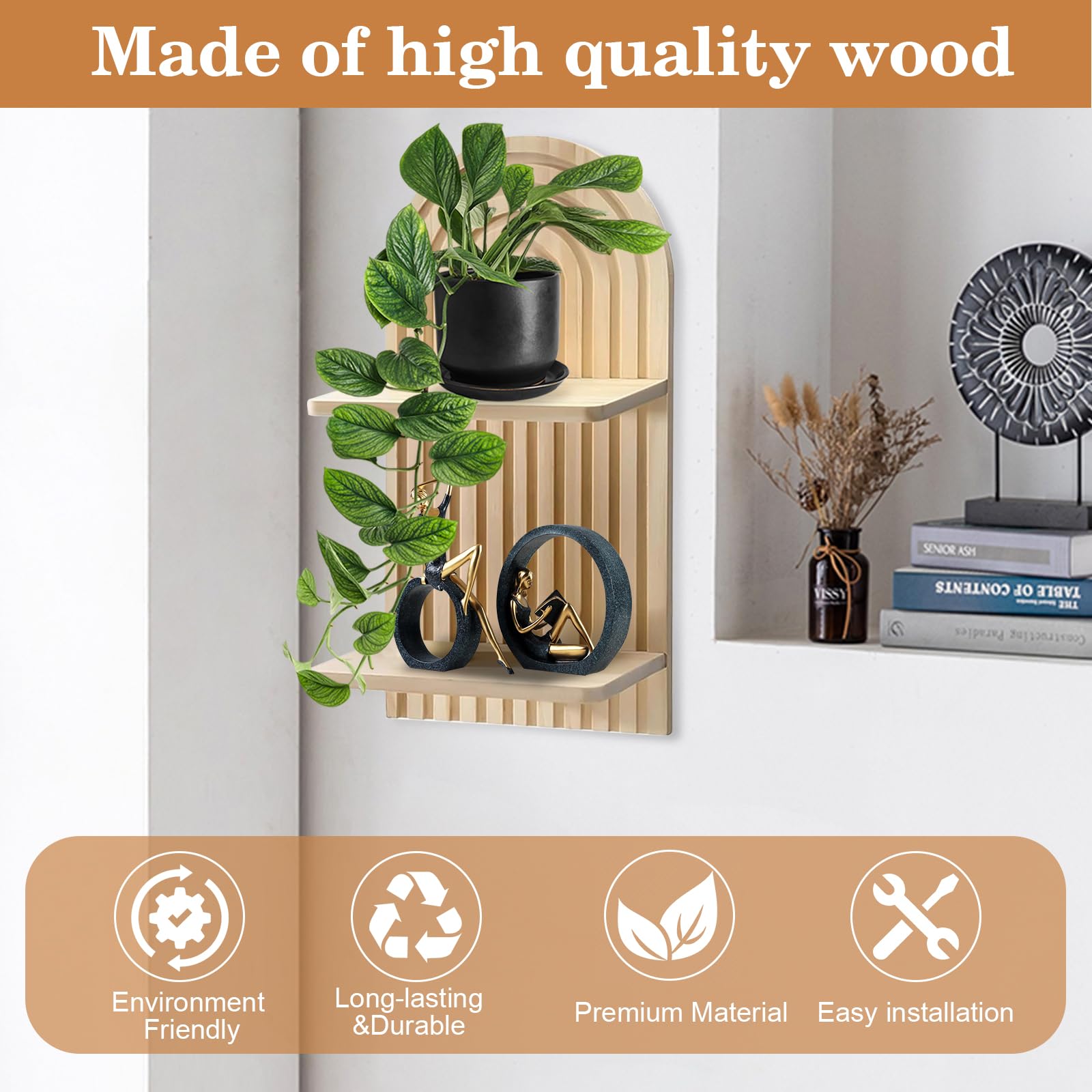 Houten wandplanken boho set van 2 kopen