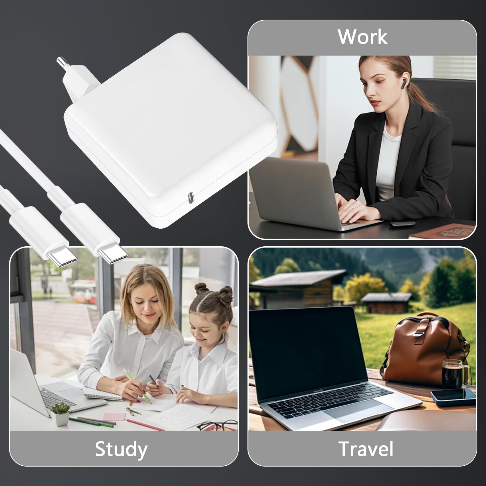 Chargeur USB C 100W Compatible MacBook Pro 13 14 15 16 Air 13 15 2025 2024 2023 iPhone 16 15 iPad Pro Air