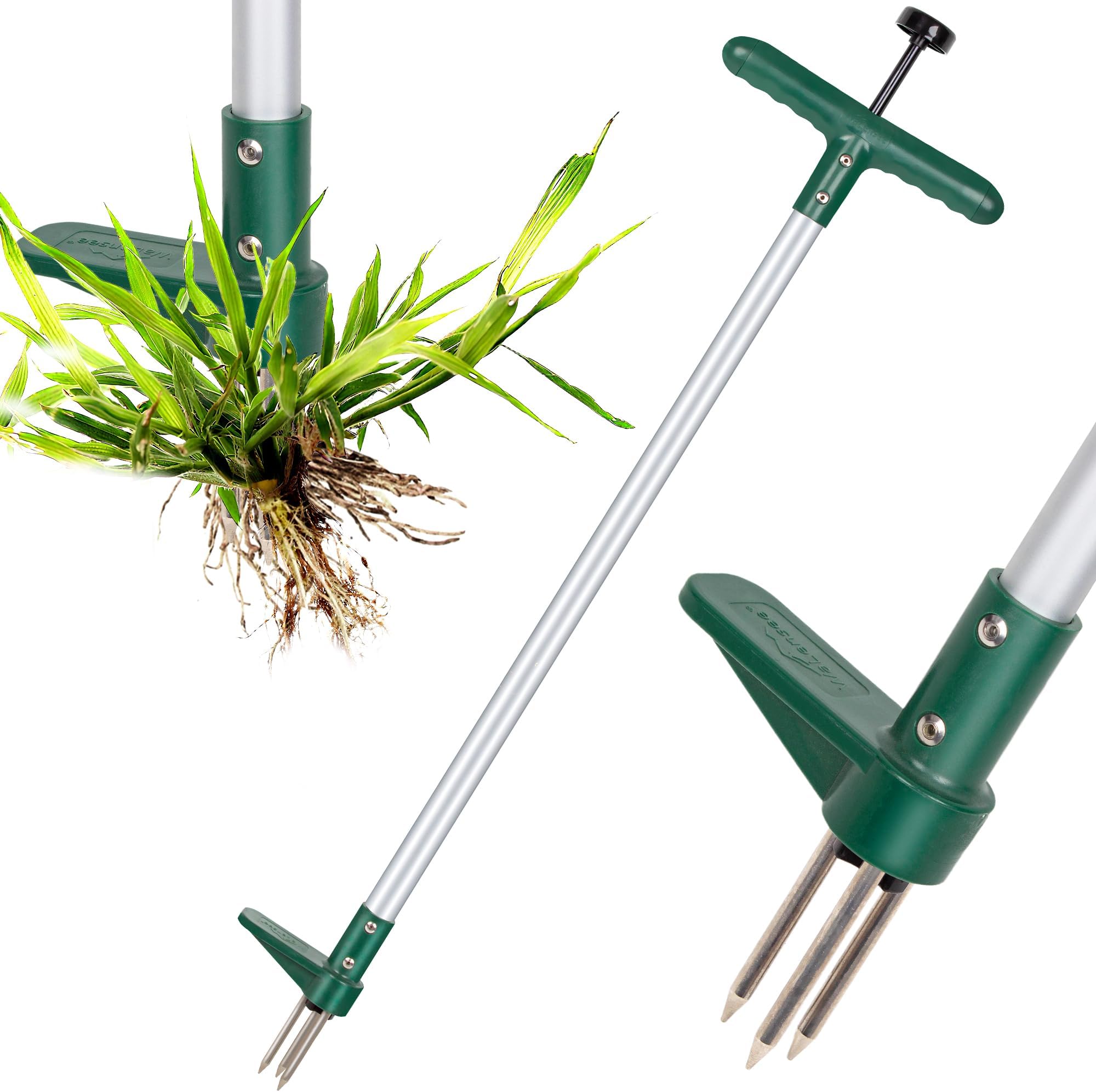 Walensee Weed Puller, Stand Up Weeder Hand Tool, Long Handle Garden Weeding Tool with 3 Claws, Hand Weed Hound Weed Puller for Dandelion, Standup Weed Root Pulling Tool and Picker, Grabber (1 Pack)