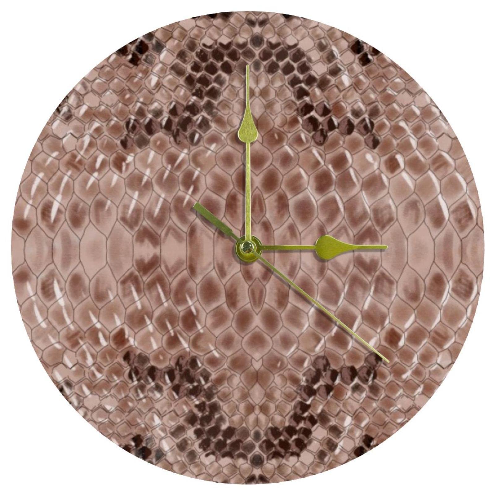 Horloge murale en acrylique 24 cm à effet peau de serpent et mécanisme silencieux