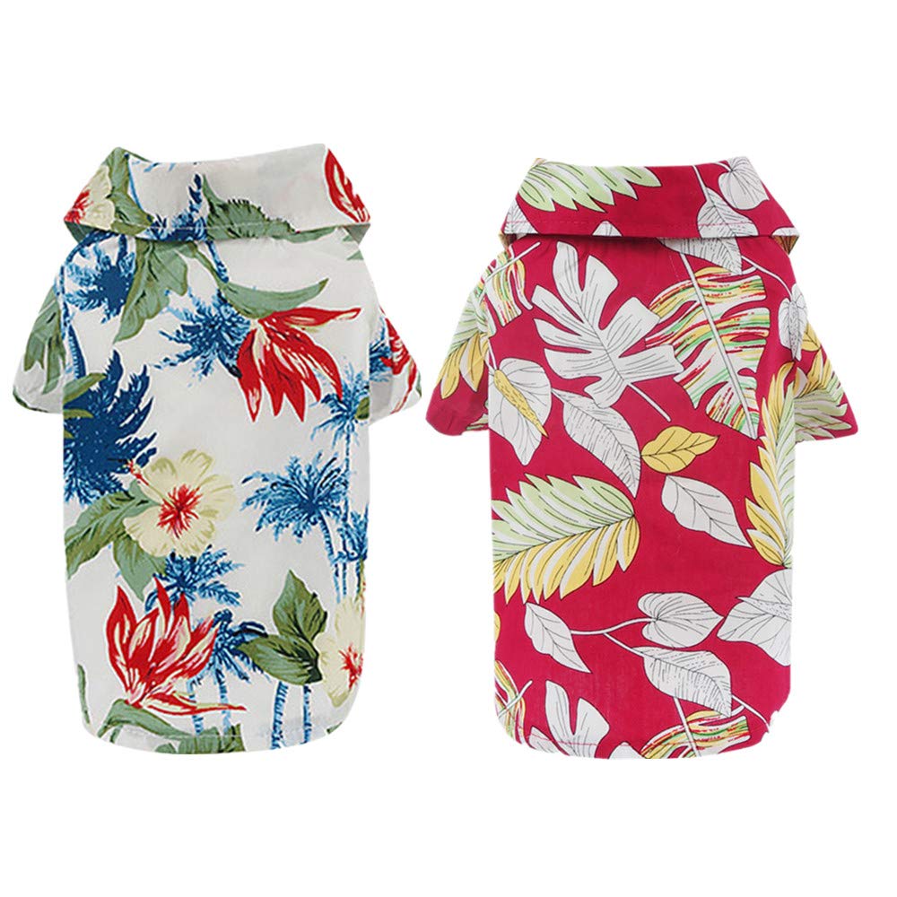 Yikeyo Pieces Pet Summer T-Shirts Hawaii Style Floral Dog Shirt Hawaiian Printed Pet T-Shirts Breathable Pet Cool Clothes Beach Seaside Puppy Shirt Sweatshirt for Dogs Pet Puppy