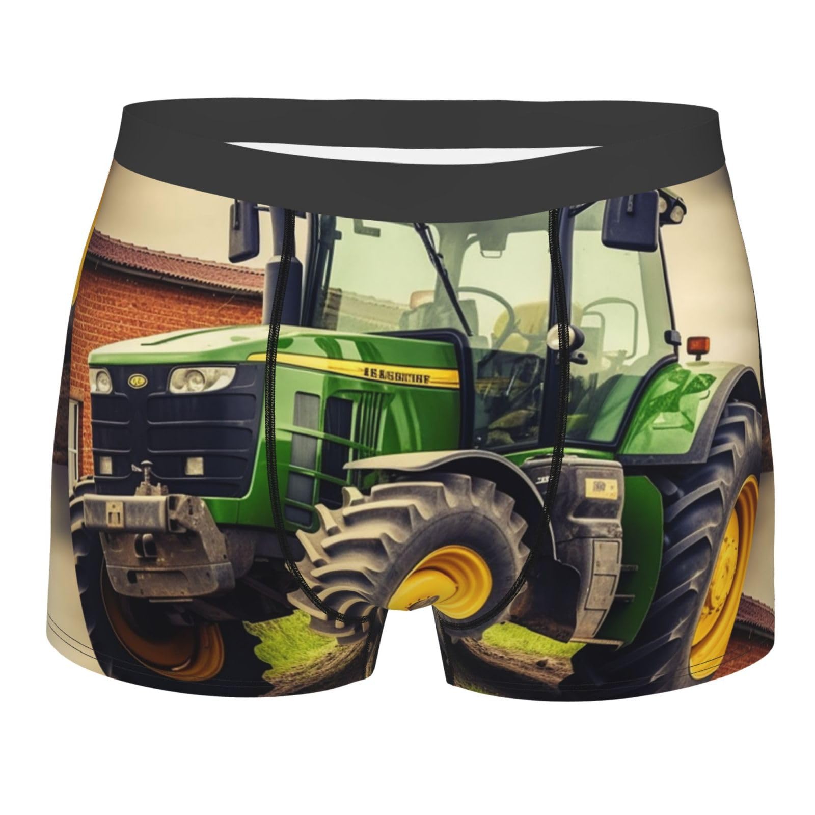 BWLHJKE Tractor Theme Men's Boxer Briefs Soft Breathable Underwear Stretch Moisture-Wicking Trunks Tagless, Black, Large