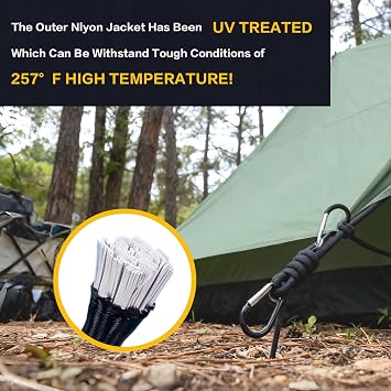 Tensioning Rubber with Hook Expander with Hook Tension Rubber with Carabiner Black 6 8 mm Thick 100% Latex Rubber Set Multi-Purpose Rubber Tie Down Straps for Luggage Camping for Awning Tarps Garden