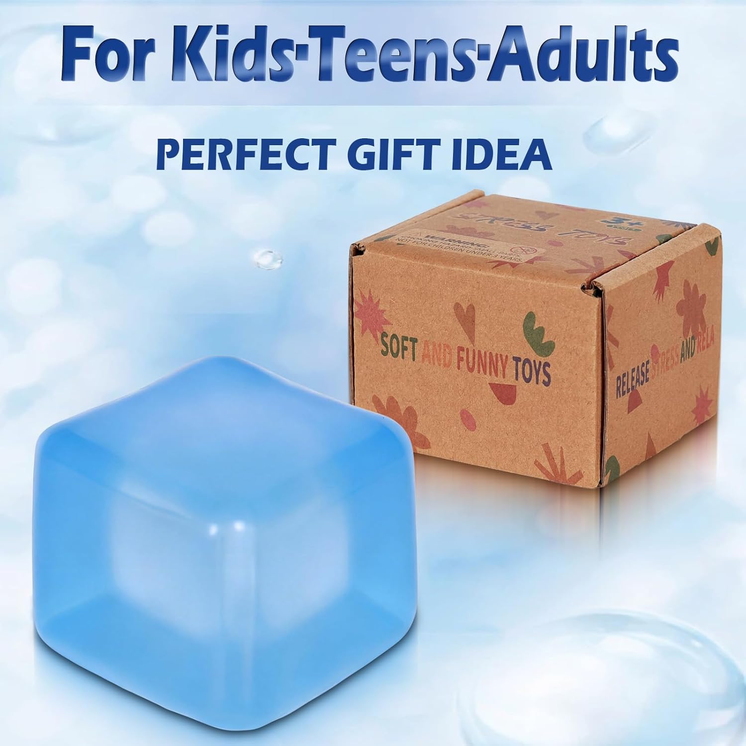 Adult-Size 2.76inch/7cm Stress Cube – Larger Than Mini Squishy Cubes, Slow-Rise Sensory Fidget for Stress Relief, Focus & Light Hand Exercise – Safe for Ages 3+ (Blue)