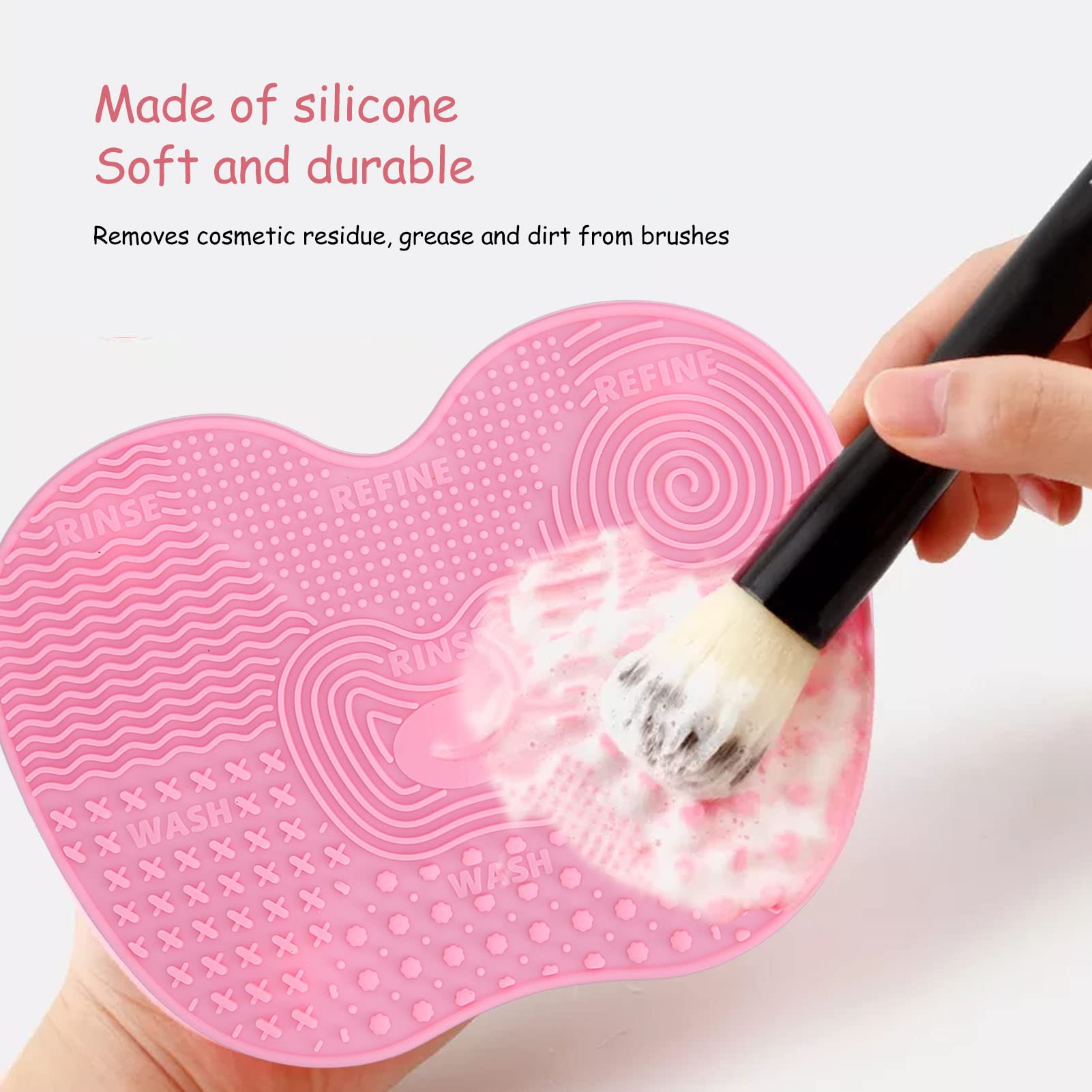 3PCS Makeup Brush Cleaning Mat, Silicone Foldable Makeup Mat Makeup Brushes Cleaner with 5 Suction Cups for Clean Makeup Brushes