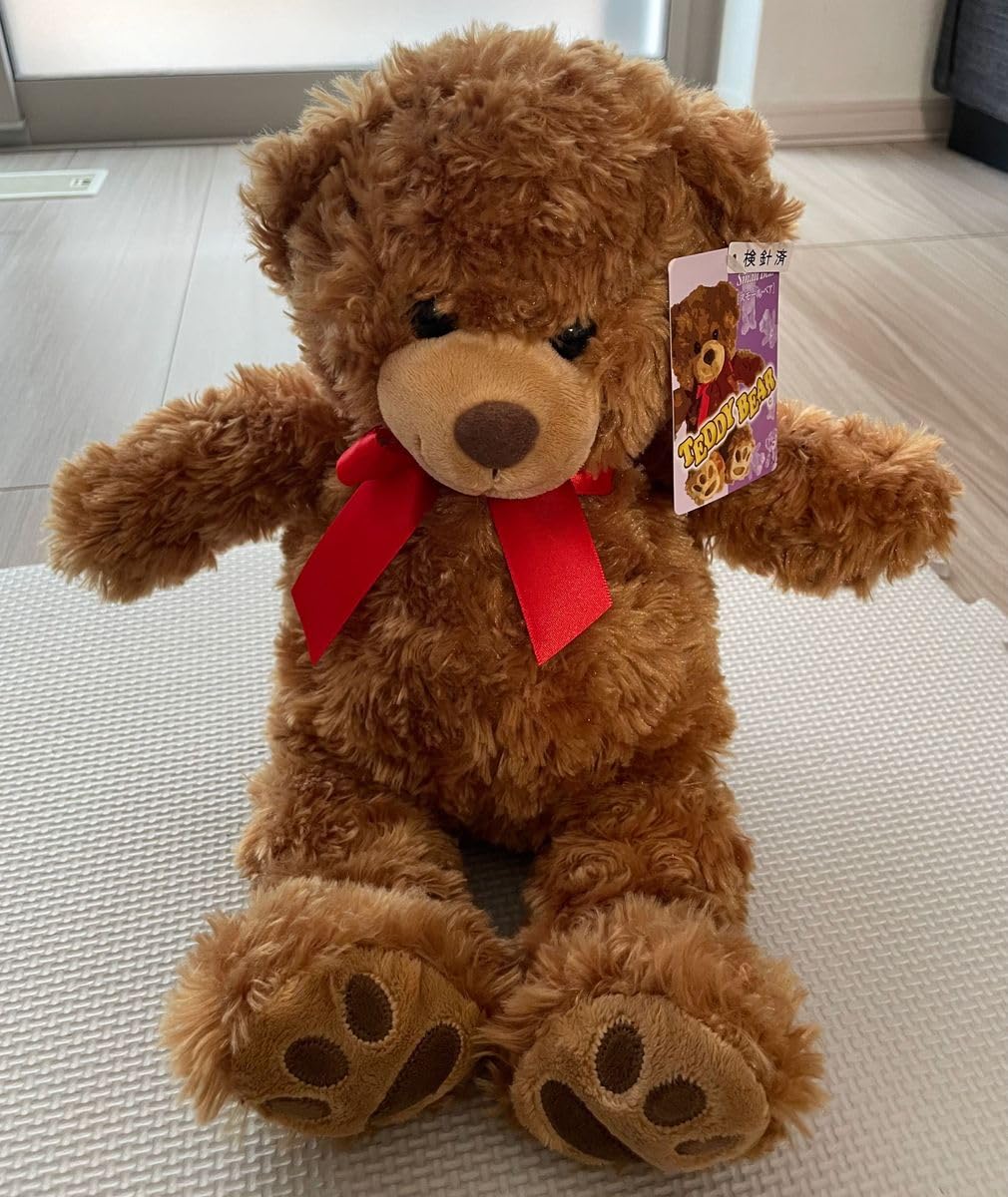 アンティーク　テディベア 茶色のリボン付きぬいぐるみ 約30cm Amazon.co.jp: 童心タグリボン付き クマのフカフカS ブラウン