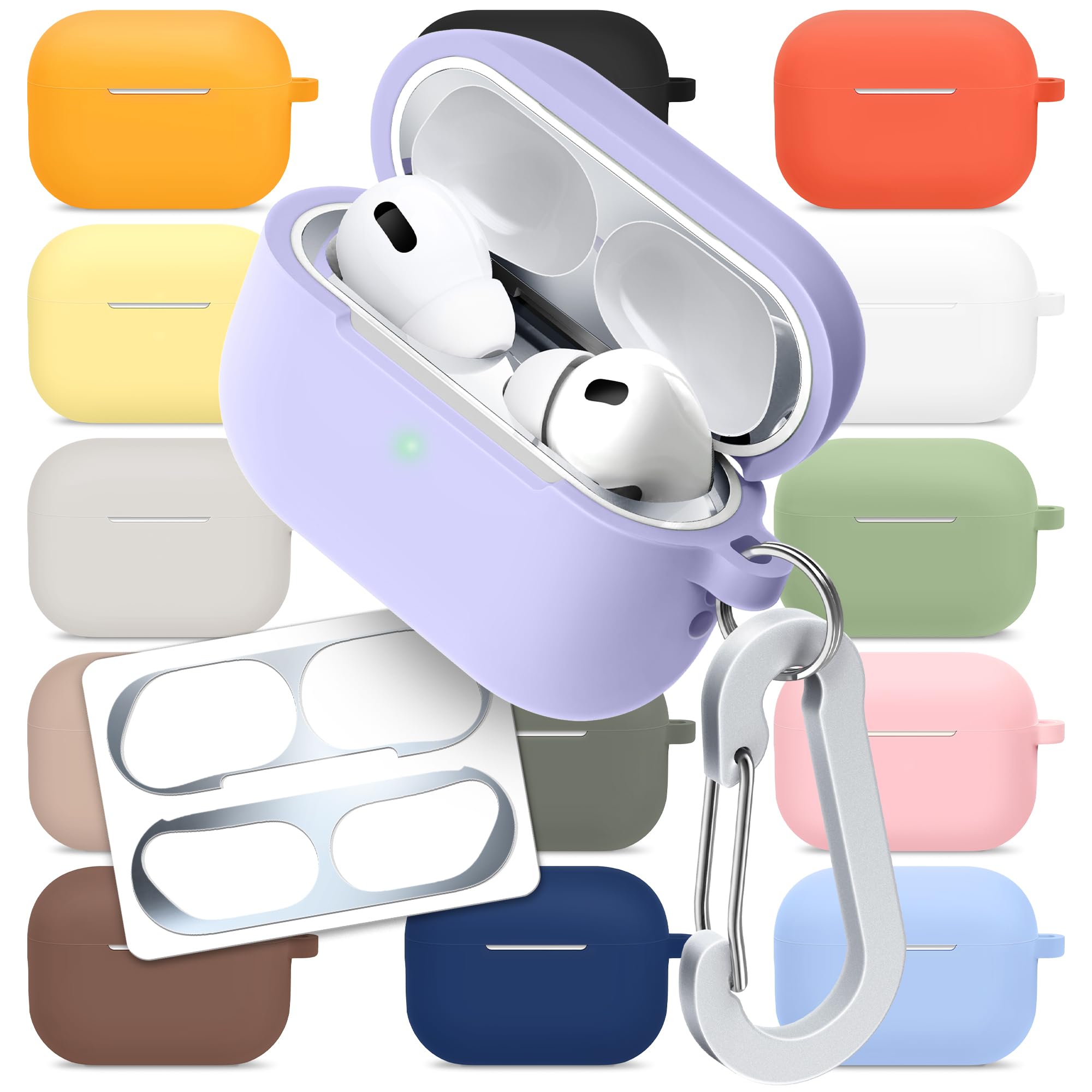 [3 in 1] AirPods Pro 3 Silicone Case + Anti-Lost Carabiner + Dust Guard Metal Film, Protective Cover with Keychain for Apple AirPods Pro3 (2025) — view 24