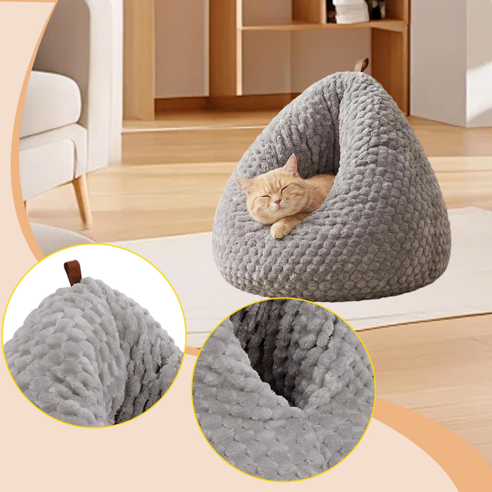 Cuccia Gatto Riscaldata Pile Di Corallo,Marrone Grigiastro