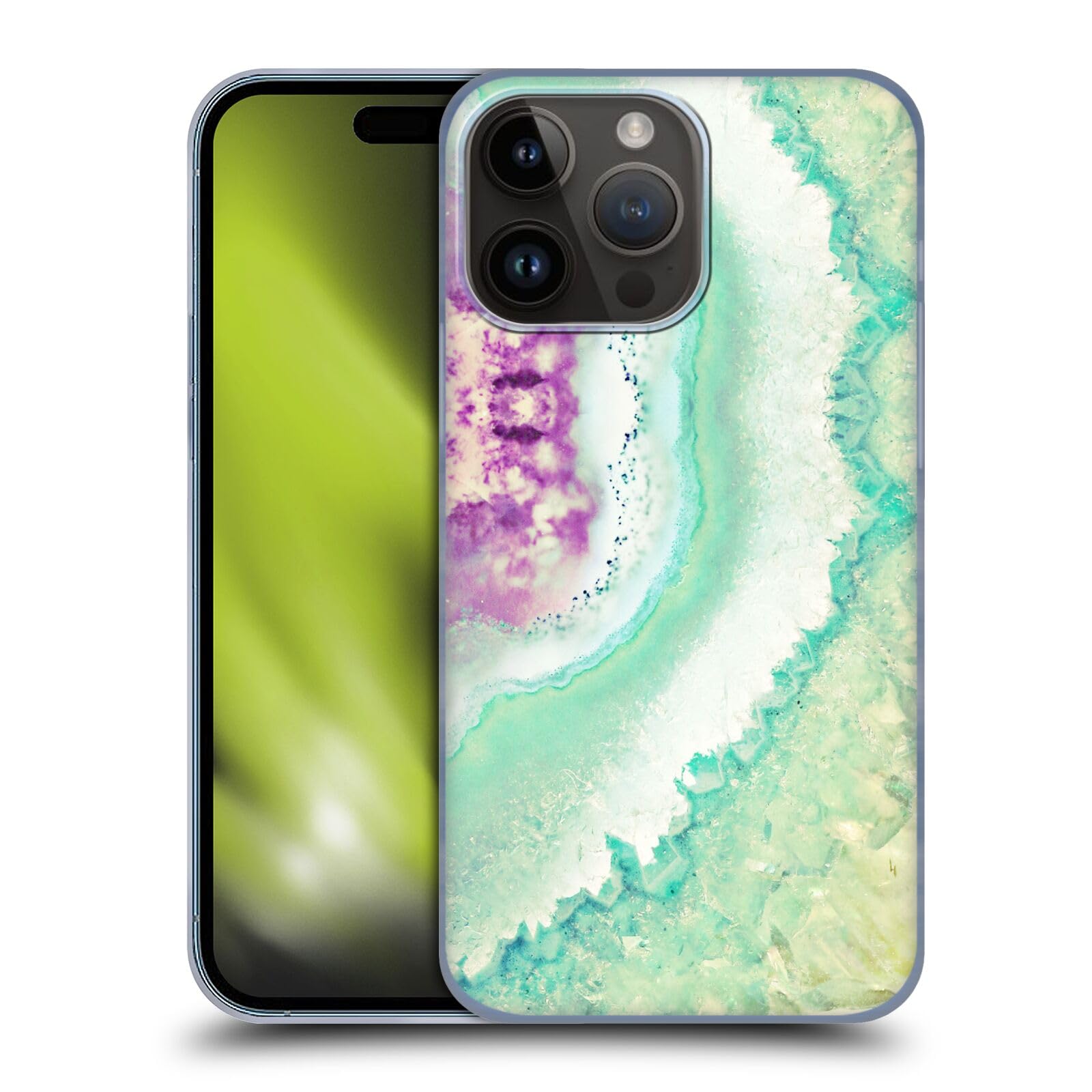 Head Case Designs Officially Licensed Monika Strigel Gold Mint Amethyst Hard Back Case Compatible with Apple iPhone 15 Pro Max