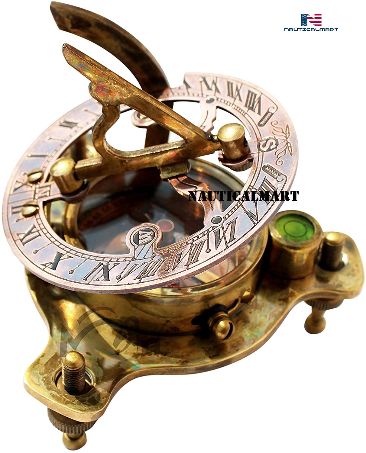 アンティーク真鍮卓上時計マリンコンパス テーブルトップ装飾 Amazon.co.jp: Captain's Brass 日時計コンパス マリンコンパス 航海